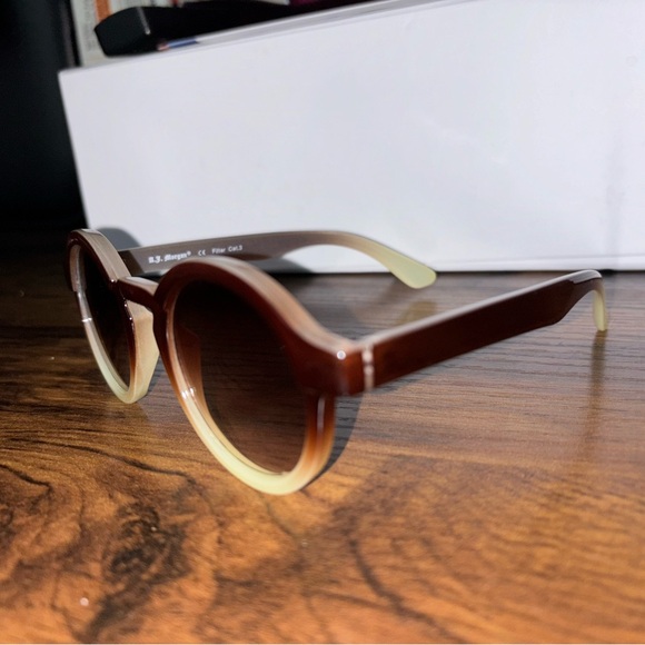 Brown and Tan Round Glasses with Double Bridge - Picture 2 of 5